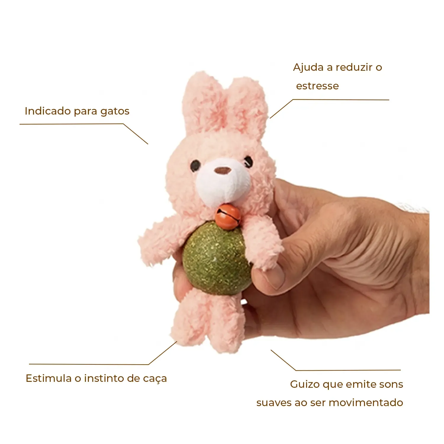 Brinquedo Coelho Pelúcia com Catnip Flicks